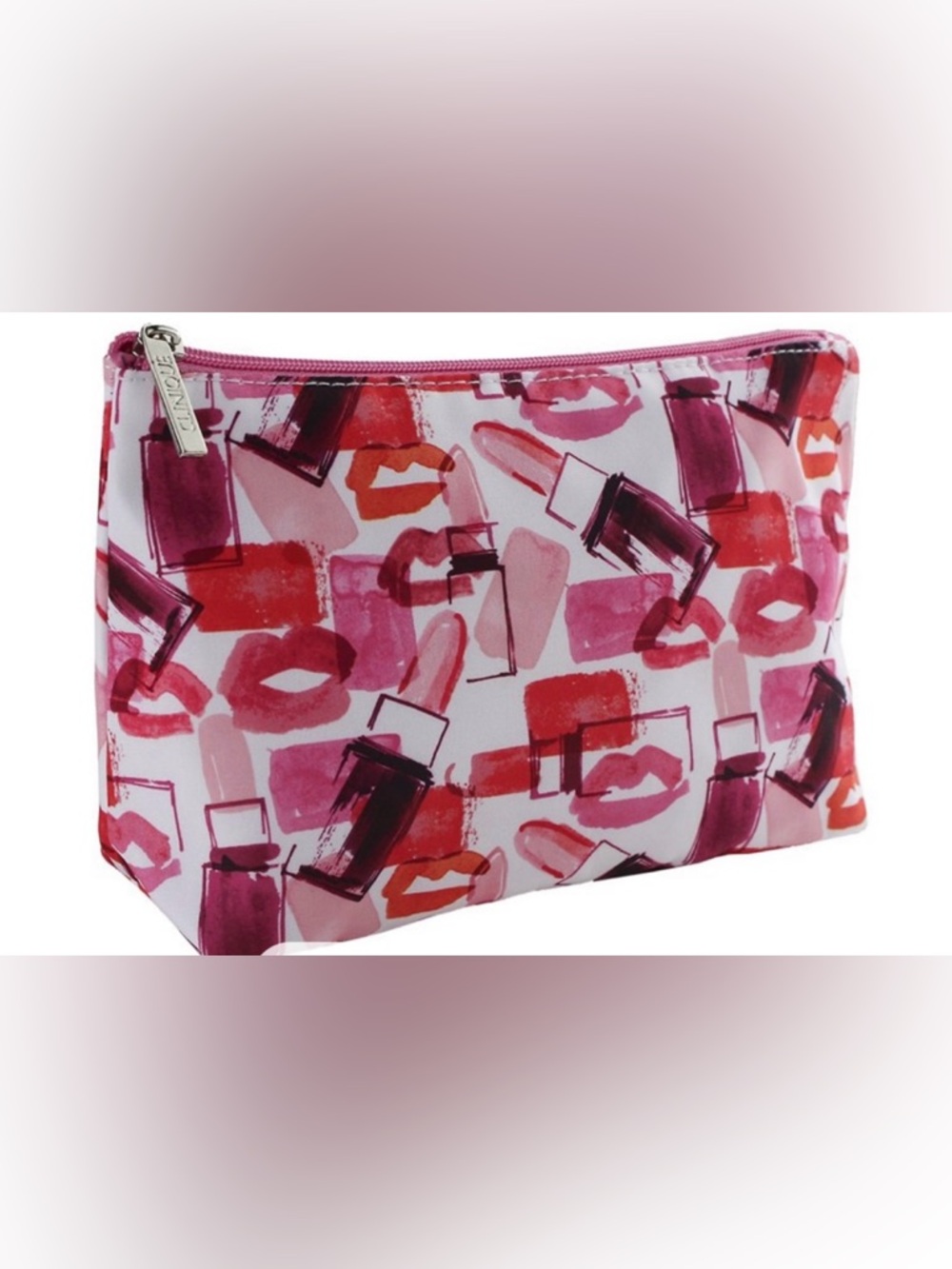 Clinique Red & Pink Lipstick and Lips Cosmetic Makeup Travel Bag
